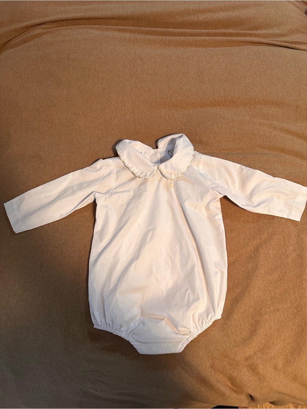 The Beaufort Bonnet Company White Long-Sleeve One-Piece with Peter Pan Collar